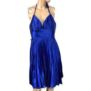 Jessica McClintock For Gunne Sax Royal Blue Fit & Flare Pleated Dress Size 11